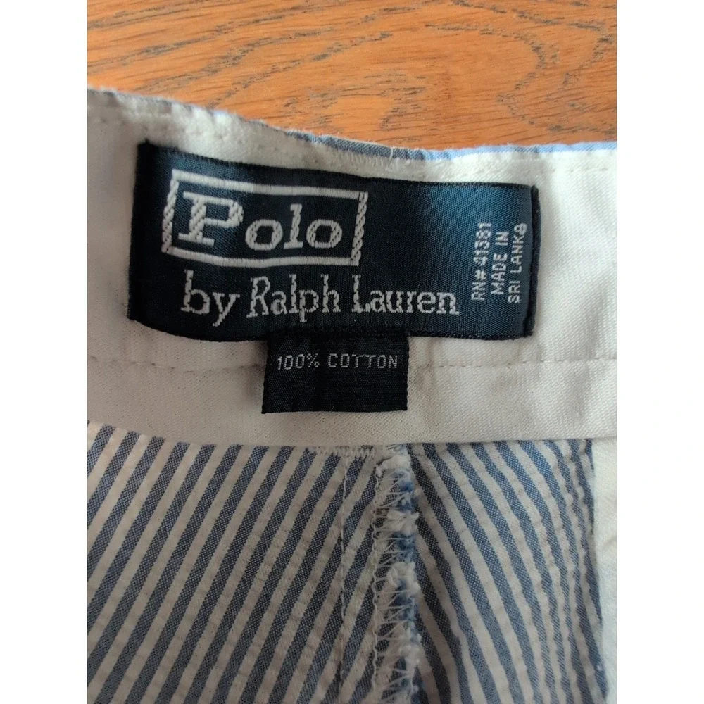 Polo Ralph Lauren Shorts Size 34 Blue White Stripped Seersucker 9 Inseam